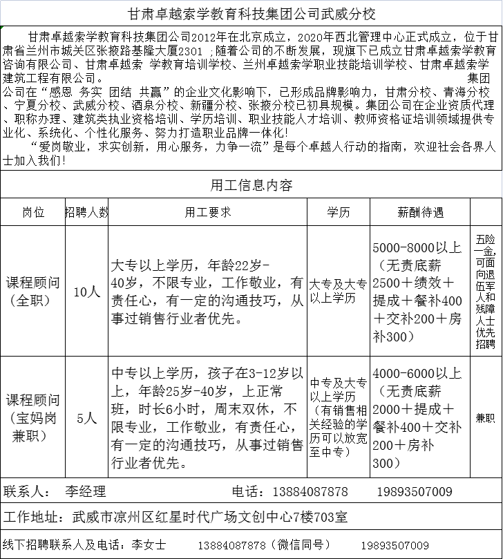 甘肃卓越索学武威分校 - 配图1